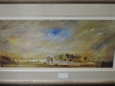Ian Dunn, (contemporary), an oil painting, Something Interesting at Cark, signed twice, 32 x 70cm,
