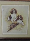 Logan, Contemporary), after, a print, spaniel gun dogs, signed bottom right, 50 x 42cm, mounted