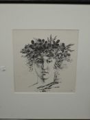 John Roberts, (20th century), a lithograph print, Crowned Head, signed and dated 1956 and attributed