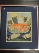 Beryl Cook, (1926-2008), after, a print, Four Hungary Cats, signed, blind stamped, attributed verso,