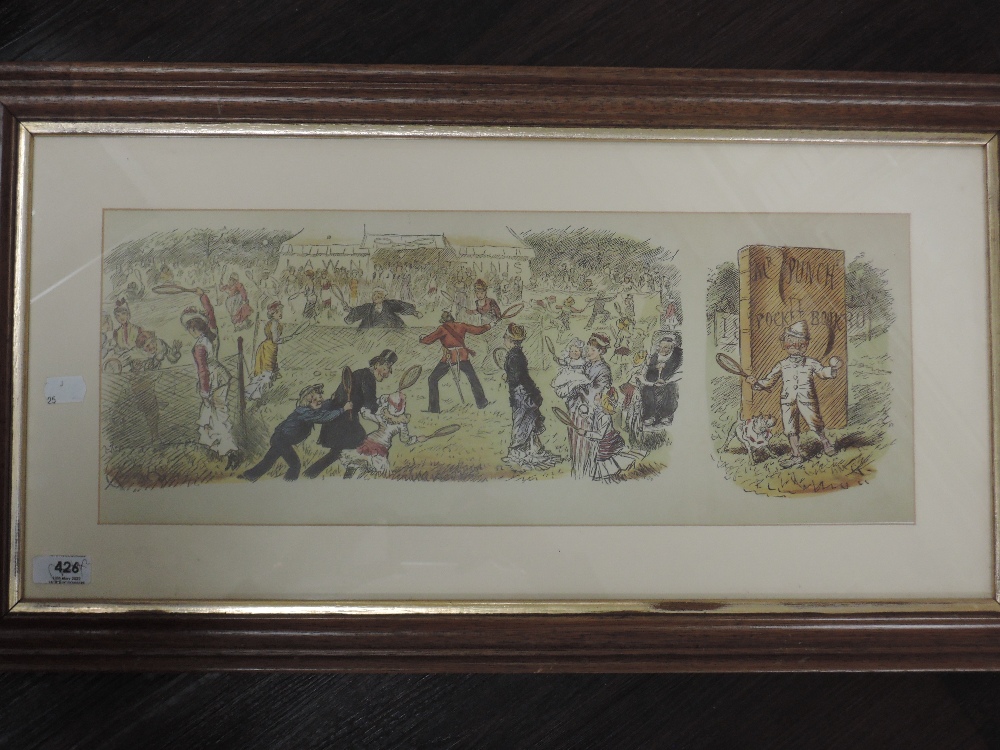 (19/20th century, re-print, Mr Punch Pocket Book, sports interest, 20 x 50cm, framed and glazed