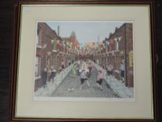 Tom Dodson, (1910-1991), a Ltd Ed print, coronation street party, signed bottom right, and num 435/