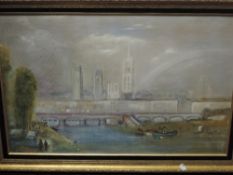 T C O, (20th century), an oil painting on board, townscape and river, initialled, 50 x 75cm,