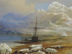 Edward Richardson, (1812-1869), a watercolour, galleon in mountainous estuary, signed and dated