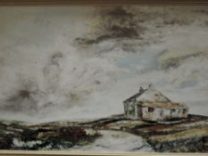 Barbara Shaw, (contemporary), moorland cottage, attributed verso, 50 x 75cm, framed, 65 x 90cm