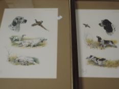 L Rais, (20th century), after, a pair of prints, gun dogs, indistinctly signed, 34 x 26cm, mounted