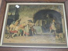 (19th century), a print, textured, tavern frolics, 25 x 34cm, framed and glazed, 37 x 45cm