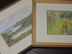 E Ellen Sutton, (20th century), two watercolours, Giverry and lake landscape, signed, 17 x 23,