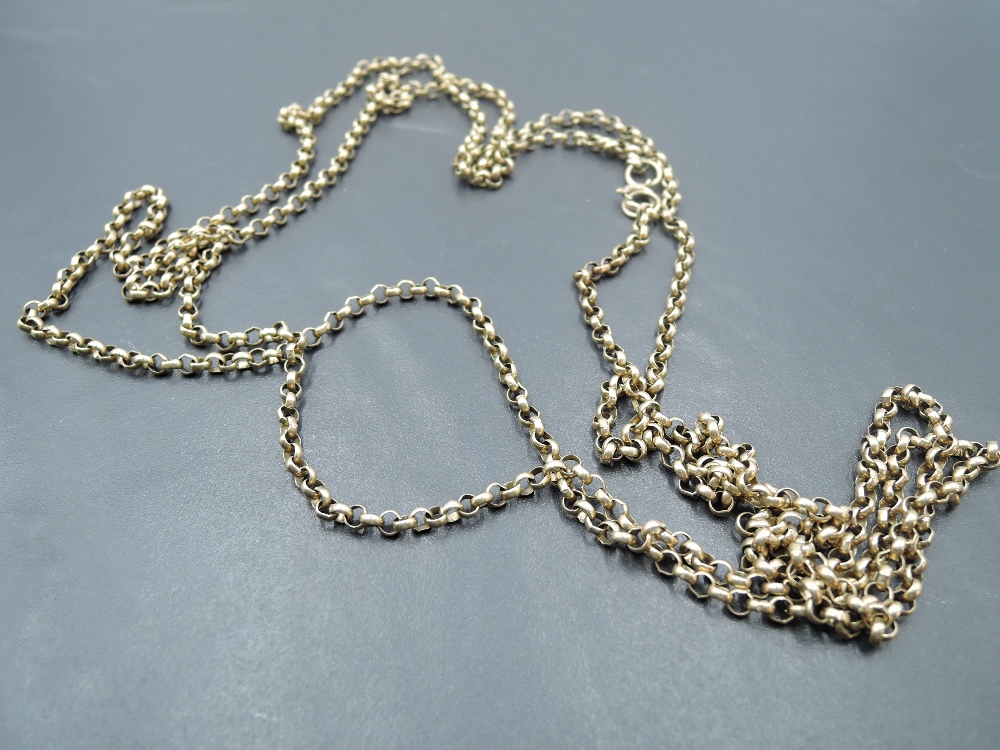 A 9ct gold long belcher chain, approx 60' & 29.5g