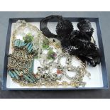 A small selection of vintage costume jewellery including necklace by Grosse, Oriental white metal '