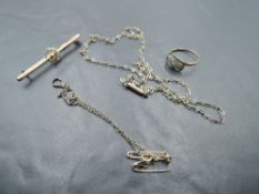 A small selection of yellow metal, most stamped 9ct including fine chain, dress ring, bar brooch and