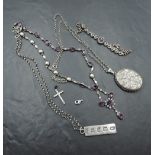 A small selection of HM silver and white metal jewellery including Silver Jubilee ingot pendant