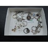 A small selection of white metal jewellery most stamped 925/silver including pendants, loop