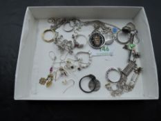 A small selection of white metal jewellery most stamped 925/silver including pendants, loop