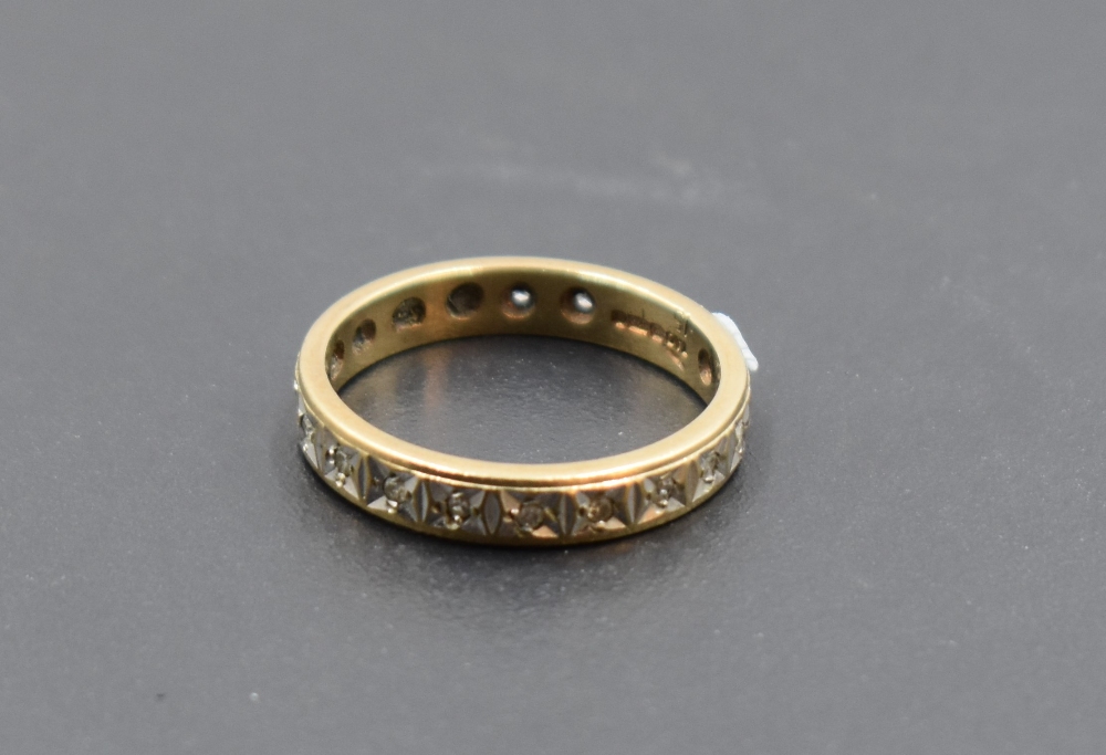 A 9ct gold full eternity ring having diamond chip decoration, size N & approx 2.8g - Image 2 of 3