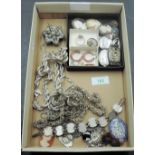 A selection of white metal jewellery, some stamped 925/Silver including coin bracelet, rope