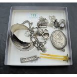 A selection of HM silver and white metal jewellery stamped 925 including cufflinks in the form of