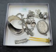 A selection of HM silver and white metal jewellery stamped 925 including cufflinks in the form of