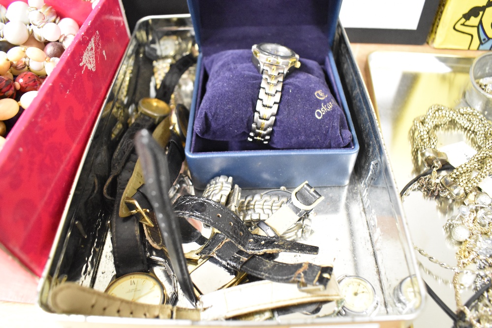 A box of various wrist watches including Sekonda, Vivani, etc