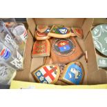 A selection of wooden shields having coats of arms, of Lancaster and York interest etc, also similar