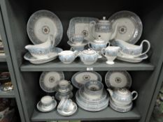 An impressive Wedgwood Turquoise Florentine tea dinner and breakfast service including tea pot,