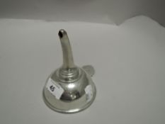 A 20th century silver plated wine or spirit funnel made in France
