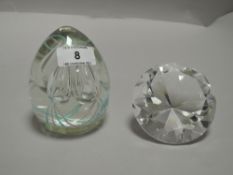 A modern Caithness Skyhigh 613/750 limited edition art glass paper weight with a large diamond cut