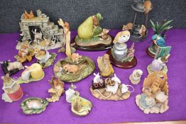 A selection of figures and figurines including Border Fine arts Barn Owl and Sheep Dog with a