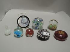 A selection of modern Mdina, Perthshire and similar art glass paper weights