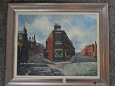 Donald Dakeyne, ( contemporary), an acrylic oil painting, The Corner Shop, signed and attributed