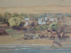 (19th century), a watercolour, Felluccas by a Middle Eastern Town, 21 x 33cm, unsigned, mounted