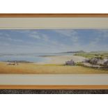 Brian Towers, (contemporary), after, a print, Dunstanburgh from Newton, 24 x 63cm, mounted pine