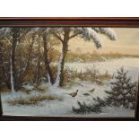 L Schongarth, (20th century), an oil painting, pheasant in winter landscape, signed bottom right,