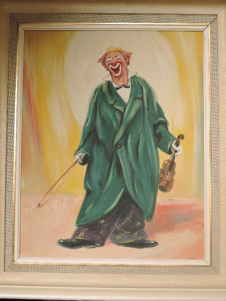 Chunga, (20th century), an oil painting, clown study, signed bottom right, 49 x 39cm, framed, 63 x