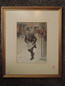 Frank Reynolds, (1876-1953), after, a print, Dickensian style character, 25 x 18cm, mounted framed