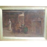 G Hall Neale, (1863-1940), an oil painting, study narrative, 40 x 60cm, framed, 58 x 79cm