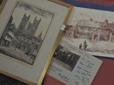 Geo F Reiss, (19th/20th century), after, a print, Exchequer Gate Lincoln, signed and dated 1927,27 x