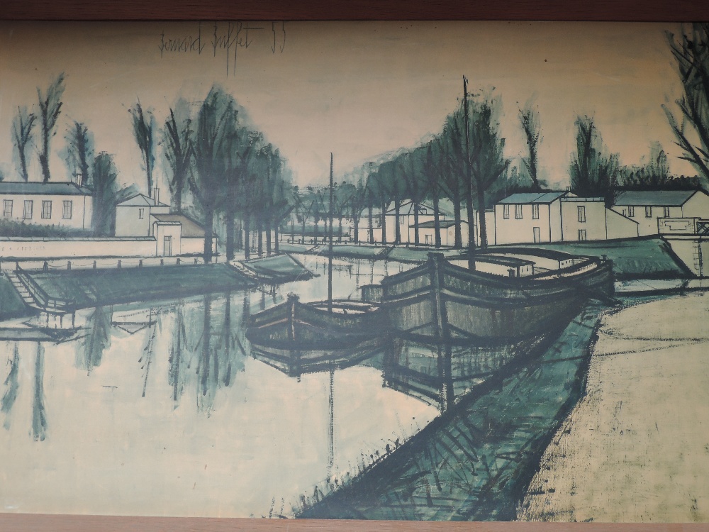 Bernard Buffet, (1928-1999), after, a block print, canal scene, 46 x 76cm, framed, 50 x 80cm