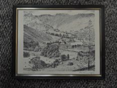Alfred Wainwright, (1907-1991), after, a print, Patterdale, signed in green, 19 x 24cm, framed and