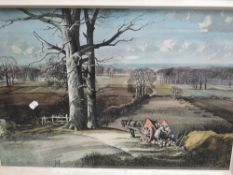 Rowland Hilder, (1905-1993), after, a print, ploughing a field, 48 x 66cm, framed and glazed, 52 x
