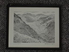 Alfred Wainwright, (1907-1991), after, a print, Langstath, signed in green, 19 x 24cm, framed and