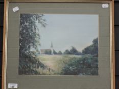 (20th century), A Orpiszewska, a pastel sketch, All Saints Church, signed and attributed verso, 24 x