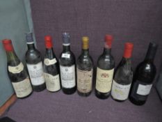 Eight bottles of mixed vintage Red Wine including Chateau Malescot St Exupery Margaux 1988, Clos