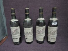 Four bottles of Chateau Cantemerle 1970, Grand Cru, Classe De Medoc, Bordeaux H.O.Beyerman, over