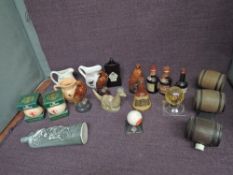 A collection of approx 14 miniature Whisky's including Eagles, Lochness Monster, Golf Balls, Barrels