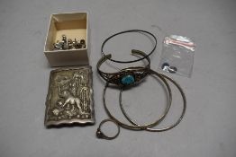A small selection of white metal jewellery, most stamped 925, including bangles, buckle part, stud