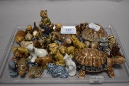 A selection of 20th century Wade figures including animals and turtle containers