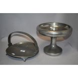 Two Arts and Crafts hammered effect Craftsman Sheffield Pewter items to include a handled bowl and