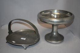 Two Arts and Crafts hammered effect Craftsman Sheffield Pewter items to include a handled bowl and