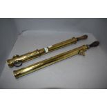 Two early 20th century brass cased garden sprayers including Purser's patent